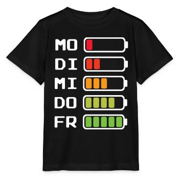 Wochentage Akkustand Montag bis Freitag - Stanley/Stella Kinder T-Shirt MINI CREATOR  - Schwarz - Vorne - Mikhail (115cm)