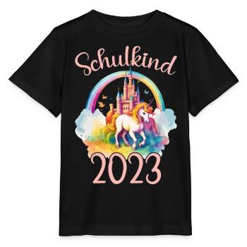Schulkind 2023 Einschulung Einhorn Schule Schüler - Stanley/Stella Kinder T-Shirt MINI CREATOR  - Schwarz - Vorne - Mikhail (115cm)