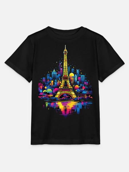 Paris Eiffelturm Frankreich Stadt Skyline Nacht - Stanley/Stella Kinder T-Shirt MINI CREATOR - Schwarz