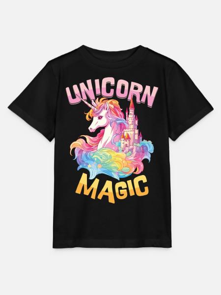 Einhorn Magie Regenbogen Schloss Bunt Fantasie - Stanley/Stella Kinder T-Shirt MINI CREATOR - Schwarz
