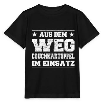 Hors du chemin Couch Potato en utilisation Design - T-shirt bio MINI CREATOR Stanley/Stella Enfant - noir - Devant - Mikhail (115cm)