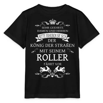 The King Of The Road, The Scooter Driver Drives Up - Stanley/Stella MINI CREATOR Kids’ T-Shirt - black - Front - Mikhail (115cm)
