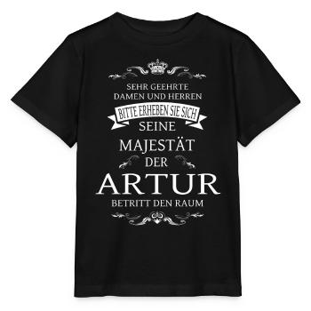 His Majesty Artur enters the room - Stanley/Stella MINI CREATOR Kids’ T-Shirt - black - Front - Mikhail (115cm)