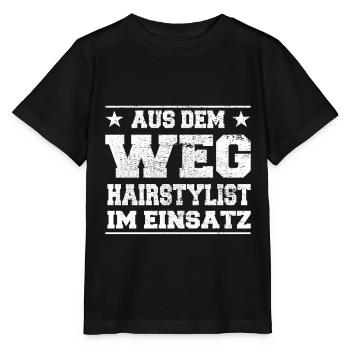 Coiffeur à l’écart en cours d’utilisation Design - T-shirt bio MINI CREATOR Stanley/Stella Enfant - noir - Devant - Mikhail (115cm)