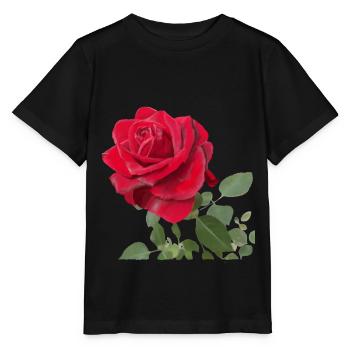 Rose rouge - T-shirt bio MINI CREATOR Stanley/Stella Enfant - noir - Devant - Mikhail (115cm)