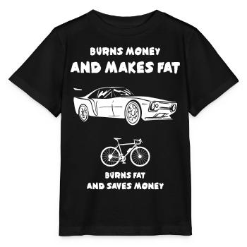 La voiture brûle de l’argent et fait grossir - T-shirt bio MINI CREATOR Stanley/Stella Enfant - noir - Devant - Mikhail (115cm)