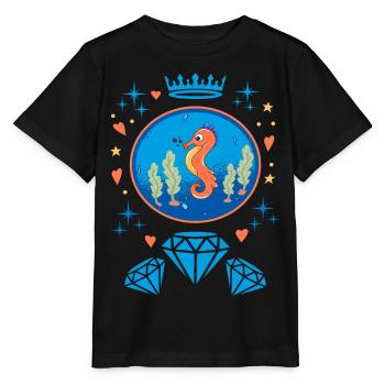 Diamanten Seepferd Abzeichen - Stanley/Stella Kinder T-Shirt MINI CREATOR  - Schwarz - Vorne - Mikhail (115cm)