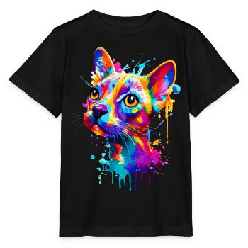 Chat Coloré - Chat Coloré - Chat Sphynx - T-shirt bio MINI CREATOR Stanley/Stella Enfant - noir - Devant - Mikhail (115cm)