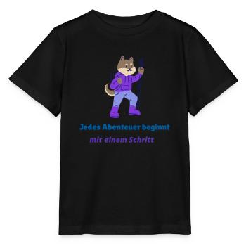Jedes Abenteuer beginnt mit einem Schritt - Stanley/Stella Kinder T-Shirt MINI CREATOR  - Schwarz - Vorne - Mikhail (115cm)