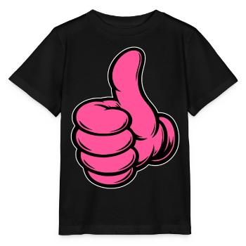 OK Comic Thumbs Up Hand Symbol Rose - T-shirt bio MINI CREATOR Stanley/Stella Enfant - noir - Devant - Mikhail (115cm)
