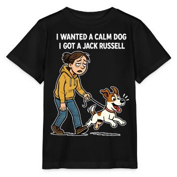J’ai un Jack Russell - Design de bande dessinée drôle - T-shirt bio MINI CREATOR Stanley/Stella Enfant - noir - Devant - Mikhail (115cm)