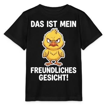 Wütendes Küken – Mein freundliches Gesicht - Stanley/Stella Kinder T-Shirt MINI CREATOR  - Schwarz - Vorne - Mikhail (115cm)