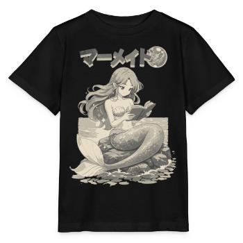 Meerjungfrau im Anime Manga Style beim Lesen - Stanley/Stella Kinder T-Shirt MINI CREATOR  - Schwarz - Vorne - Mikhail (115cm)