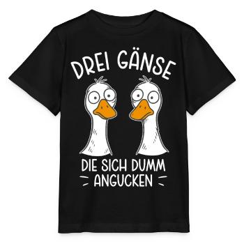 Drei Gänse die sich dumm angucken - Dumme Gans - Stanley/Stella Kinder T-Shirt MINI CREATOR  - Schwarz - Vorne - Mikhail (115cm)