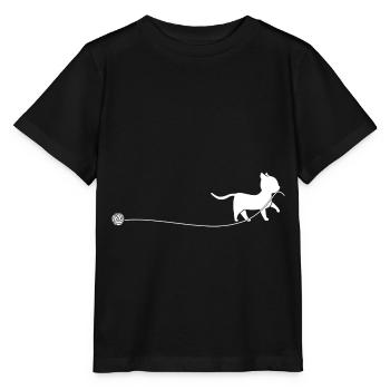 Katze Faden Wolle Kätzchen - Stanley/Stella Kinder T-Shirt MINI CREATOR  - Schwarz - Vorne - Mikhail (115cm)