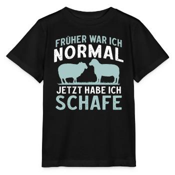 Früher war ich normal jetzt habe ich Schafe - Stanley/Stella Kinder T-Shirt MINI CREATOR  - Schwarz - Vorne - Mikhail (115cm)