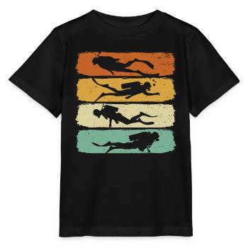 Plongée Rétro Diver Scuba Diver - T-shirt bio MINI CREATOR Stanley/Stella Enfant - noir - Devant - Mikhail (115cm)