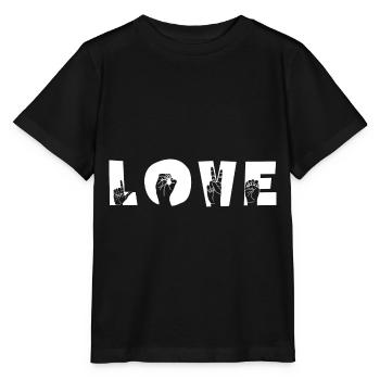 "LOVE" Love with a show of hands - Stanley/Stella MINI CREATOR Kids’ T-Shirt - black - Front - Mikhail (115cm)