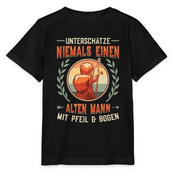 Vieil homme Avec arc et flèche, tir à l’arc. - T-shirt bio MINI CREATOR Stanley/Stella Enfant - noir - Devant - Mikhail (115cm)