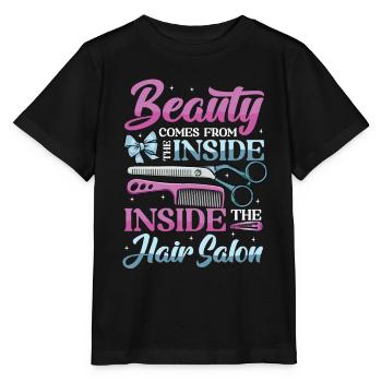 La beauté vient de l’intérieur du salon de coiffure - T-shirt bio MINI CREATOR Stanley/Stella Enfant - noir - Devant - Mikhail (115cm)