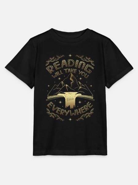 La lecture vous emmène partout, la lecture d’un livre. - T-shirt bio MINI CREATOR Stanley/Stella Enfant - noir
