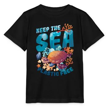 Haltet Das Meer Plastikfrei, Rettet Den Ozean. - Stanley/Stella Kinder T-Shirt MINI CREATOR  - Schwarz - Vorne - Mikhail (115cm)