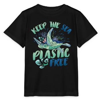 Haltet Das Meer Plastikfrei Rettet Den Ozean. - Stanley/Stella Kinder T-Shirt MINI CREATOR  - Schwarz - Vorne - Mikhail (115cm)