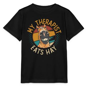 Mein Therapeut Isst Heu, Pferdeliebhaber. - Stanley/Stella Kinder T-Shirt MINI CREATOR  - Schwarz - Vorne - Mikhail (115cm)