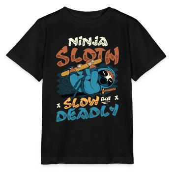 Ninja Sloth lent mais mortel - T-shirt bio MINI CREATOR Stanley/Stella Enfant - noir - Devant - Mikhail (115cm)