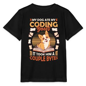 Dog Bytes Code Computer Joke Programmation - T-shirt bio MINI CREATOR Stanley/Stella Enfant - noir - Devant - Mikhail (115cm)