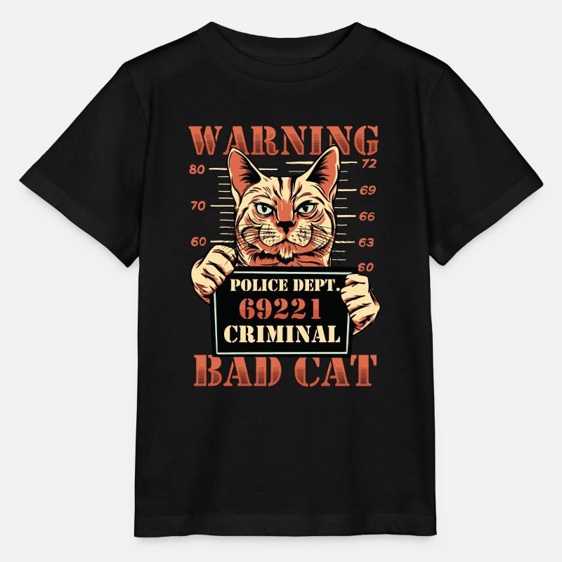 Avertissement Bad Cat Mug Shot Cat - T-shirt bio MINI CREATOR Stanley/Stella Enfant - noir