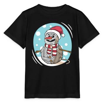 Garn Schneemann Nähen Stricken Häkeln - Stanley/Stella Kinder T-Shirt MINI CREATOR  - Schwarz - Vorne - Mikhail (115cm)