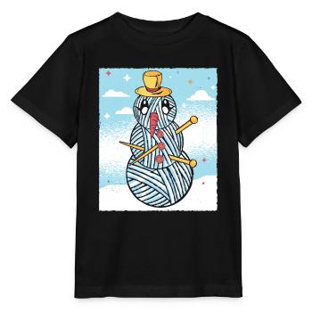 Garn Schneemann Nähen Stricken Häkeln - Stanley/Stella Kinder T-Shirt MINI CREATOR  - Schwarz - Vorne - Mikhail (115cm)
