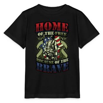 Home Of The Free Because Of The Brave Patriotic. - Stanley/Stella Kinder T-Shirt MINI CREATOR  - Schwarz - Vorne - Mikhail (115cm)