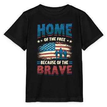Home Of The Free Because Of The Brave Patriotic. - Stanley/Stella Kinder T-Shirt MINI CREATOR  - Schwarz - Vorne - Mikhail (115cm)