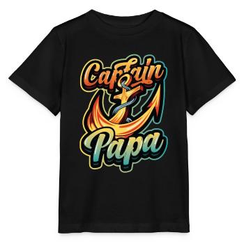 Kapitän Papa Bootfahren - Stanley/Stella Kinder T-Shirt MINI CREATOR  - Schwarz - Vorne - Mikhail (115cm)