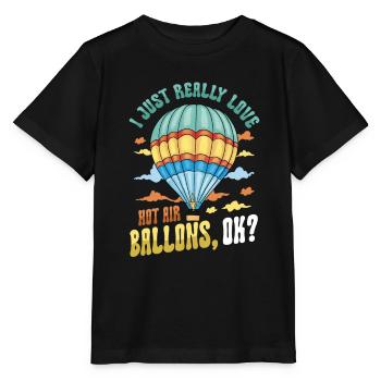 I just love hot air balloons very much - Stanley/Stella MINI CREATOR Kids’ T-Shirt - black - Front - Mikhail (115cm)
