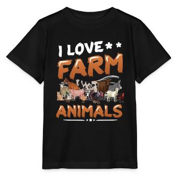 J’aime les animaux de la ferme, la ferme des enfants - T-shirt bio MINI CREATOR Stanley/Stella Enfant - noir - Devant - Mikhail (115cm)
