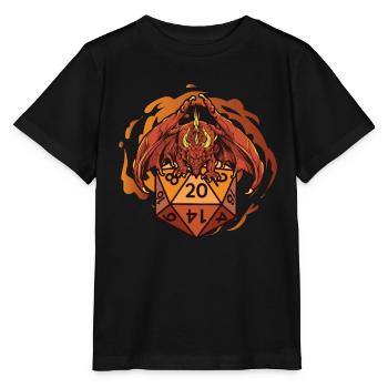 Drache Mit D20 Würfeln - Stanley/Stella Kinder T-Shirt MINI CREATOR  - Schwarz - Vorne - Mikhail (115cm)