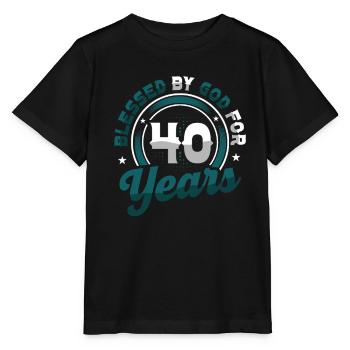 Religious by God for 40 years - Stanley/Stella MINI CREATOR Kids’ T-Shirt - black - Front - Mikhail (115cm)