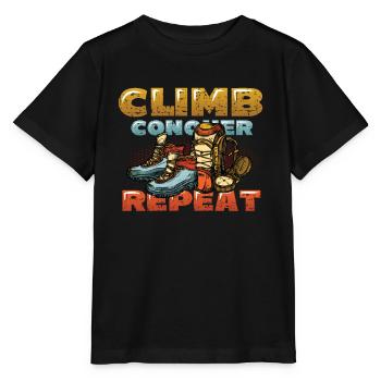 Climbing, conquering, repeating, mountaineering - Stanley/Stella MINI CREATOR Kids’ T-Shirt - black - Front - Mikhail (115cm)