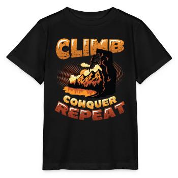 Climbing, conquering, repeating, mountaineering - Stanley/Stella MINI CREATOR Kids’ T-Shirt - black - Front - Mikhail (115cm)