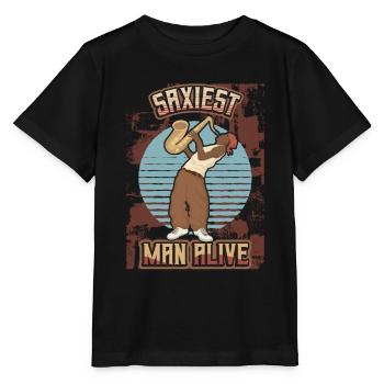 Saxiest Man Alive, Lustiges Saxophon - Stanley/Stella Kinder T-Shirt MINI CREATOR  - Schwarz - Vorne - Mikhail (115cm)