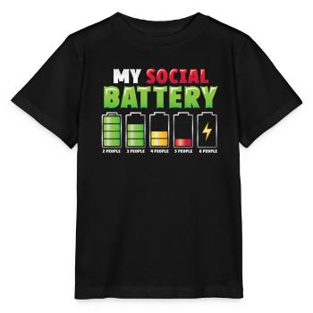 Meine Sozialbatterie - Asozialer Introvertierter - Stanley/Stella Kinder T-Shirt MINI CREATOR  - Schwarz - Vorne - Mikhail (115cm)
