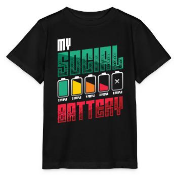Meine Sozialbatterie - Asozialer Introvertierter - Stanley/Stella Kinder T-Shirt MINI CREATOR  - Schwarz - Vorne - Mikhail (115cm)