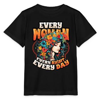Chaque femme, chaque droit, chaque jour, les droits des femmes - T-shirt bio MINI CREATOR Stanley/Stella Enfant - noir - Devant - Mikhail (115cm)