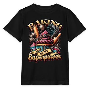 Baking Superpower Bäcker Nachtisch Konditor - Stanley/Stella Kinder T-Shirt MINI CREATOR  - Schwarz - Vorne - Mikhail (115cm)