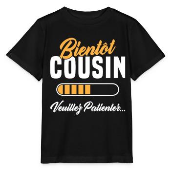 Bald, Cousine, bitte warten - Stanley/Stella Kinder T-Shirt MINI CREATOR  - Schwarz - Vorne - Mikhail (115cm)