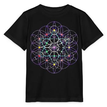 Blume des Lebens - free Metatronwürfel - Stanley/Stella Kinder T-Shirt MINI CREATOR  - Schwarz - Vorne - Mikhail (115cm)