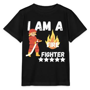 Je suis pompier pompier - T-shirt bio MINI CREATOR Stanley/Stella Enfant - noir - Devant - Mikhail (115cm)